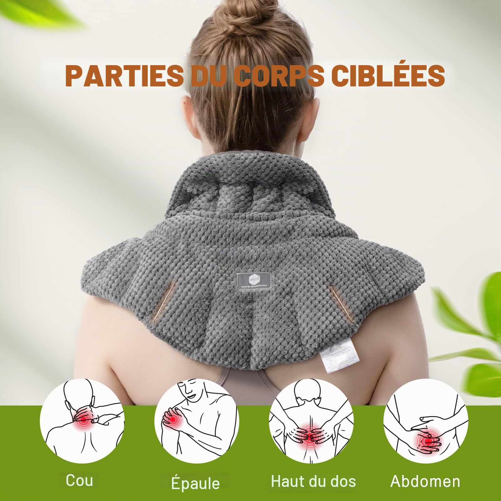 UNCN | Coussin chauffant en noyaux de cerises au micro-ondes pour la nuque et les épaules - Sans fil - Coussin chauffant - Coussin chauffant - Coussin chauffant - Coussin chauffant - Coussin de grains