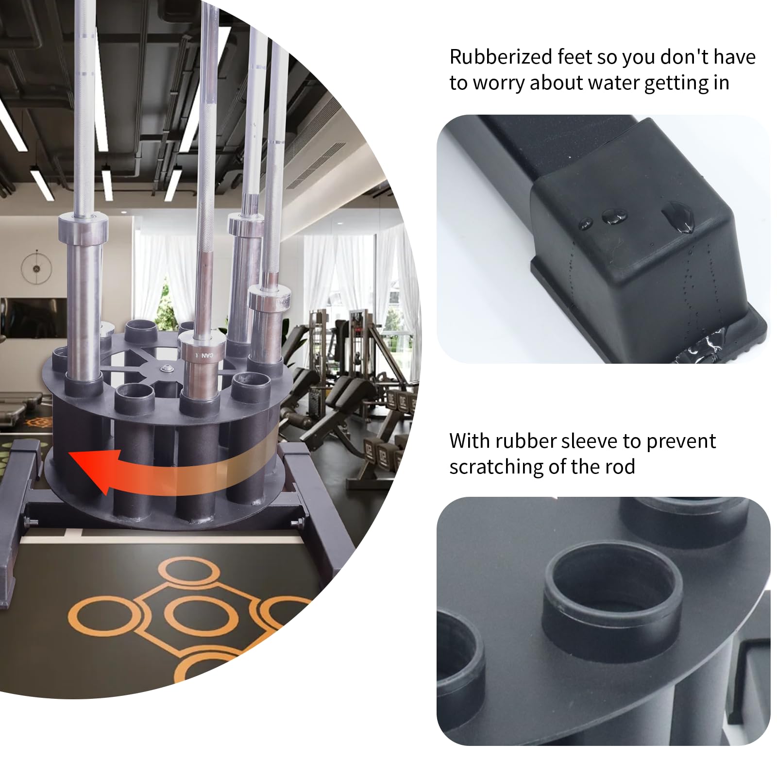 Porta Bilancieri Verticale Girevole Per Palestra - Supporto Per Bilancieri Olimpici E Barre, Contiene Fino A 10 Bilancieri - Foto 7