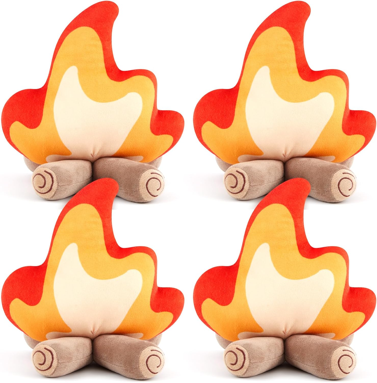 4 Pack Campfire Plush Toys Fake Fire Firewood Plush Pillow for Camping S'More Birthday Party Scene Setting Room Decoration and Woodland Forest Nursery Classroom Decor