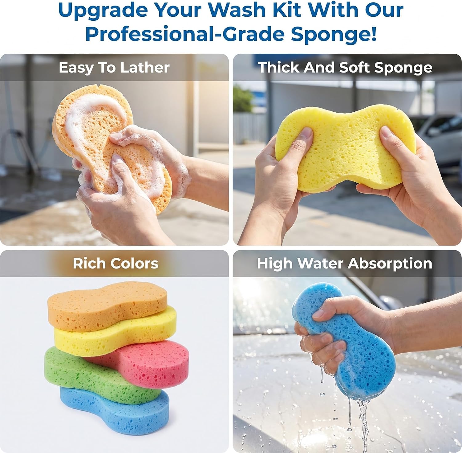 Large Car Wash Sponges, 5 Pack Car Sponges for Washing Cars image 3