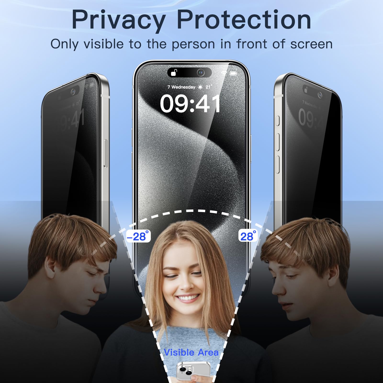 JETech Privacy Pellicola Protettiva per iPhone 15 Pro 6,1 Pollici, Anti-Spy Vetro Temperato Film con Strumento di Installazione Facile, Pacco da 2