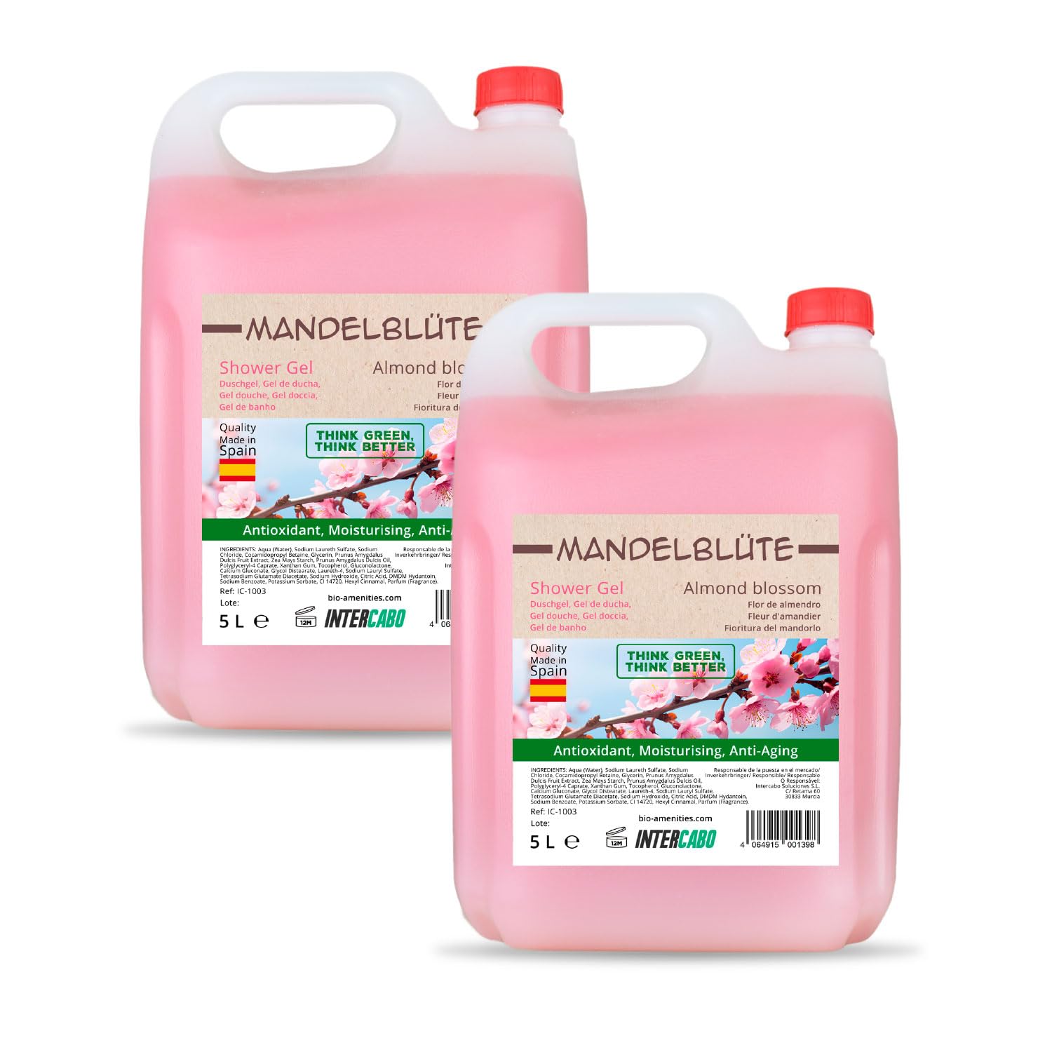 Gel Doccia ai Fiori di Mandorlo 2 x 5 L • Ricarica Profumata per Dispenser • Formula Cremosa e Delicata • Per Uso Professionale e Quotidiano • Ideale per Hotel, Palestre e Spa