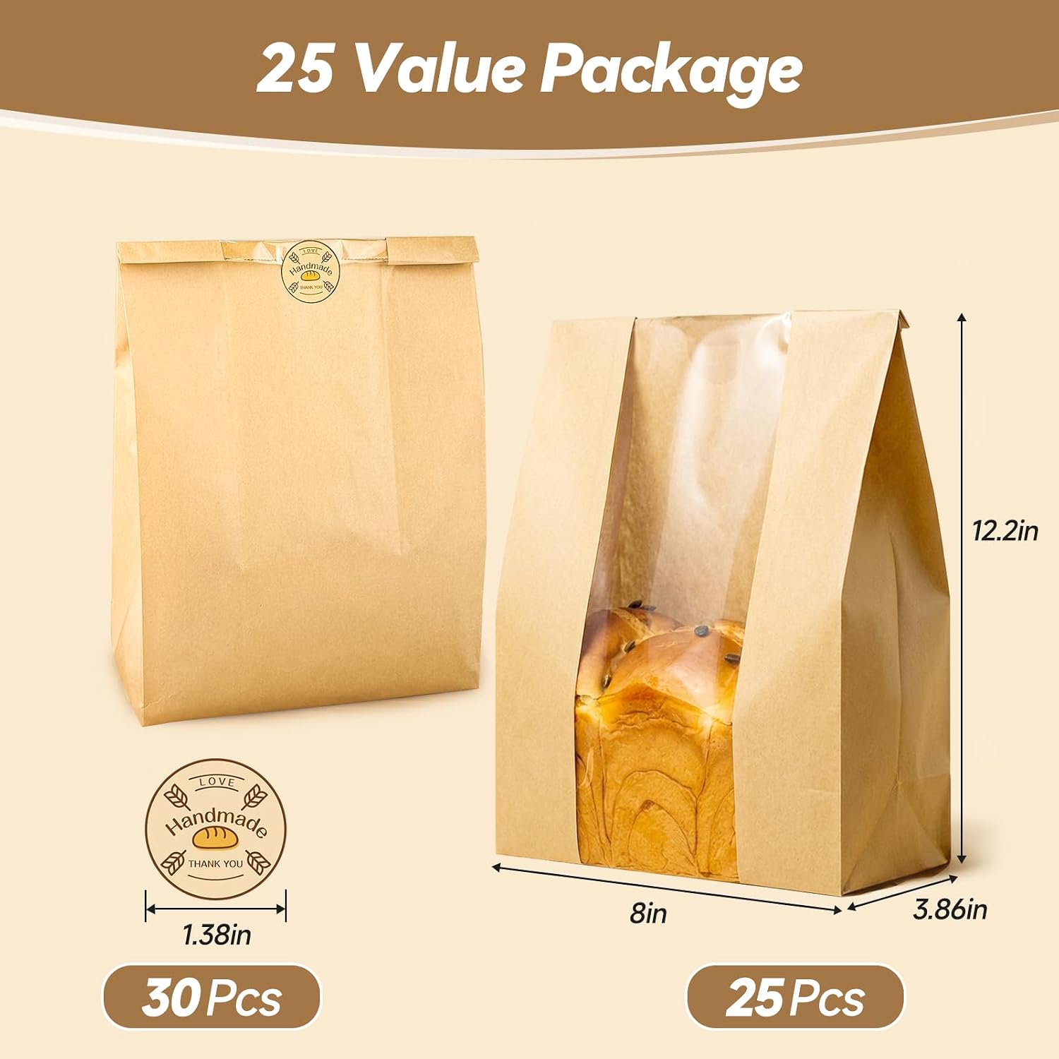 Tripho 25 Pcs Extra Thick Bread Bags for Homemade Bread with Clear Window image 3