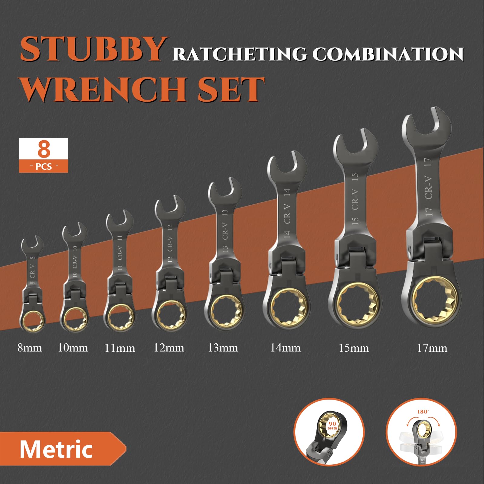 SUZUME Stubby Ratchet Wrench Set - 8 Piece -2 SUZUME Stubby Ratchet Wrench Set - 8 Piece -2