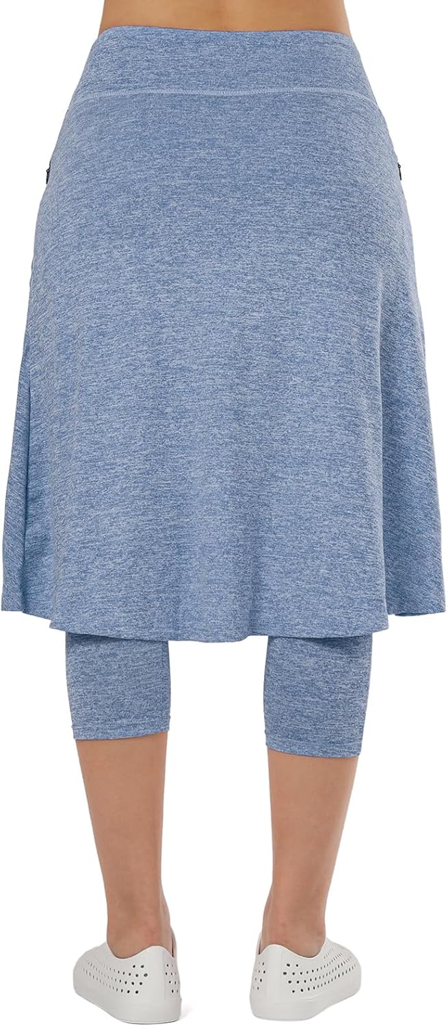Women Athletic Knee Length Skirts with Leggings,Skorts Leggings&Skirted Capris Skorts for Women Yoga Pockets - Image 3