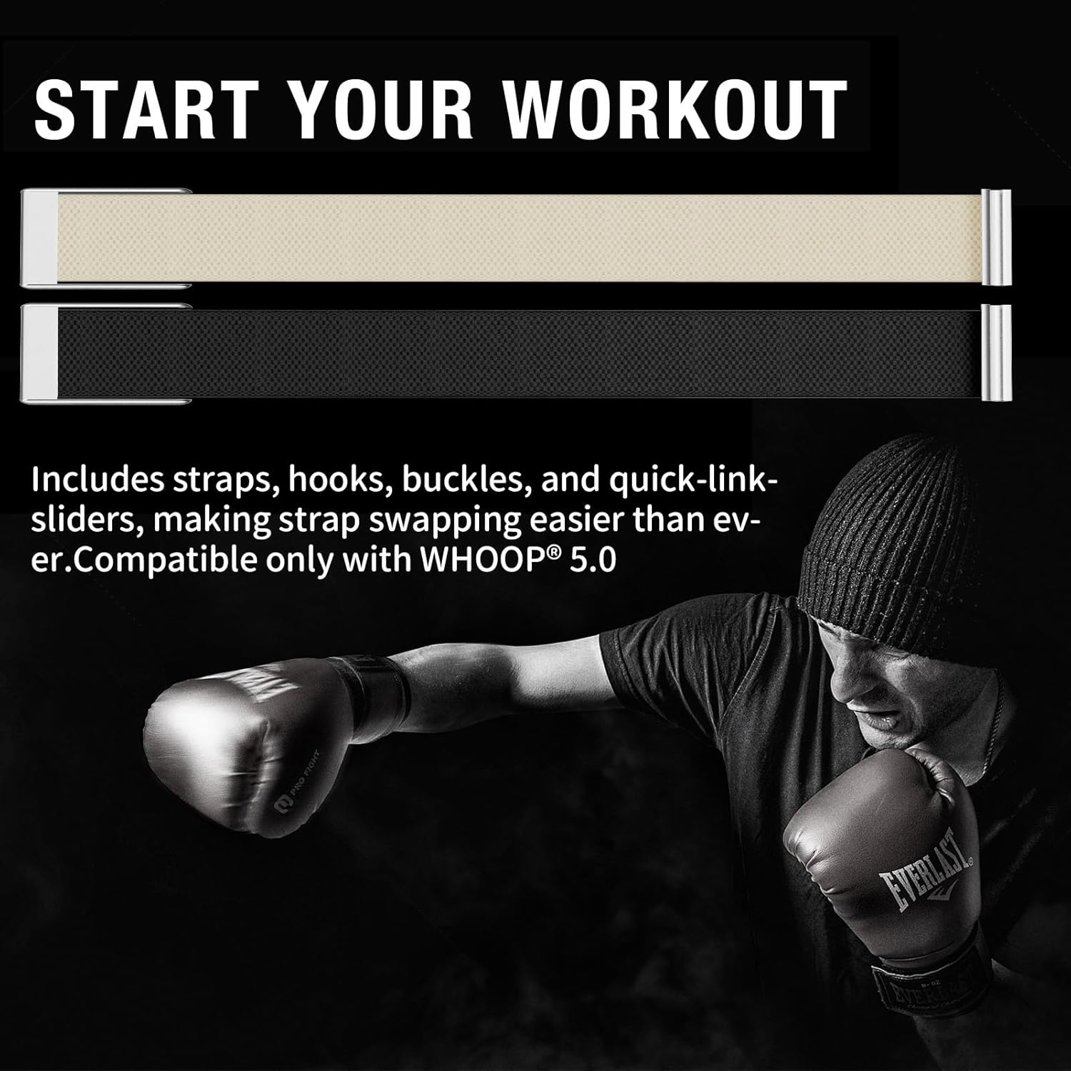 Fitcent Adjustable SuperKnit Bicep band Compatible with WHOOP 5.0 WHOOP One+Peak/MG LIFE, Soft Nylon Bicep Bands with Stainless Steel U Shape for WHOOP LIFE ECG Whoop 5.0 bands
