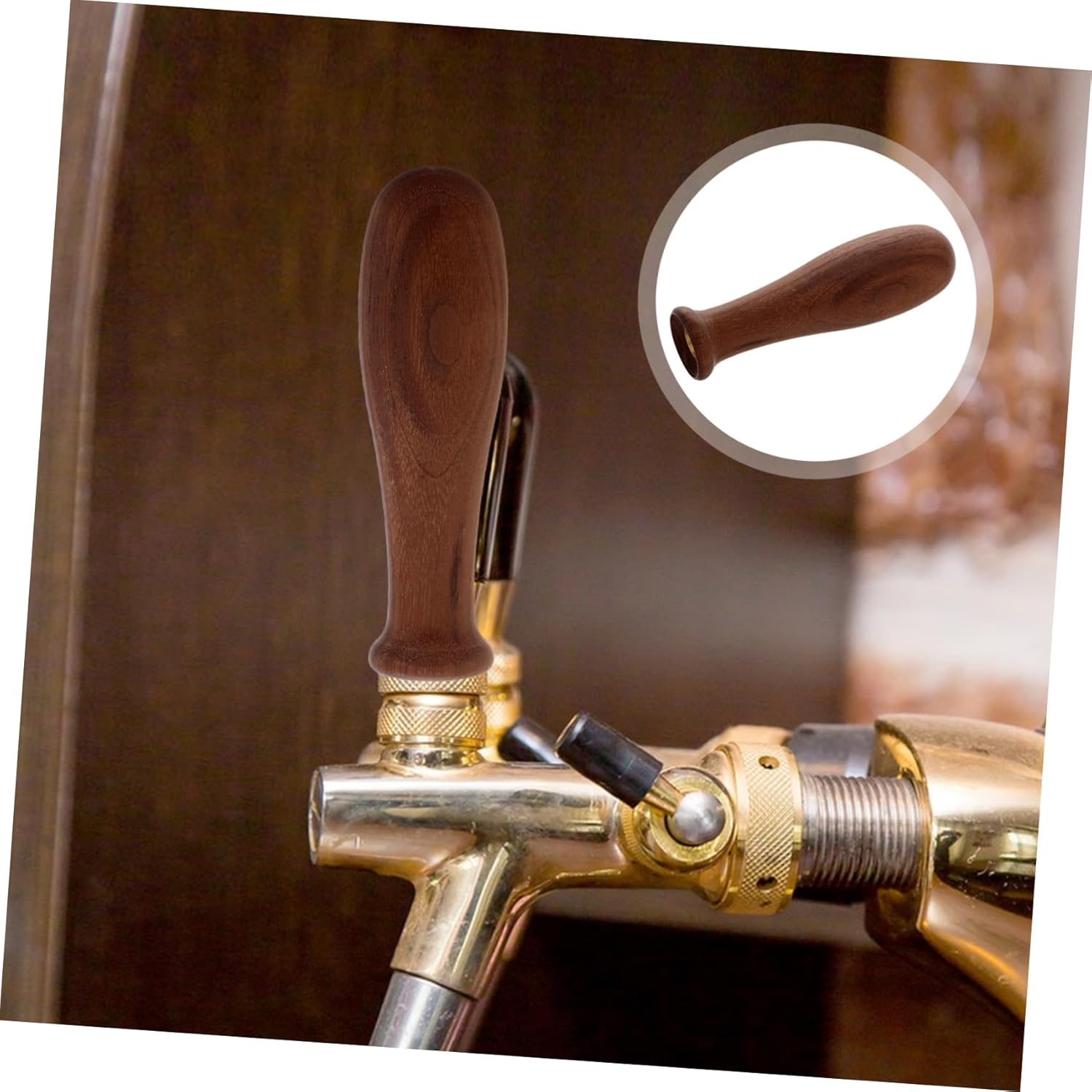 Rustic Wooden Beer Tap Handle for Kegerator Sturdy Draft Faucet Knob Ergonomic Grip Walnut Construction for Restaurants and Home Bars