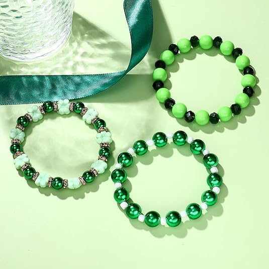 🍀 St. Patrick's Day Bracelet Stack: 5 Festive Beaded Bracelets!