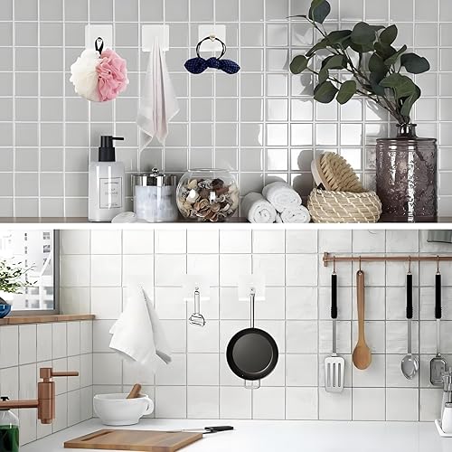 Miniatura 7 de 10 ganchos de pared sin taladrar  Perchas adhesivas resistentes para cocina, baño y hogar  Accesorios para colgar cuadros sin daños con cinta
