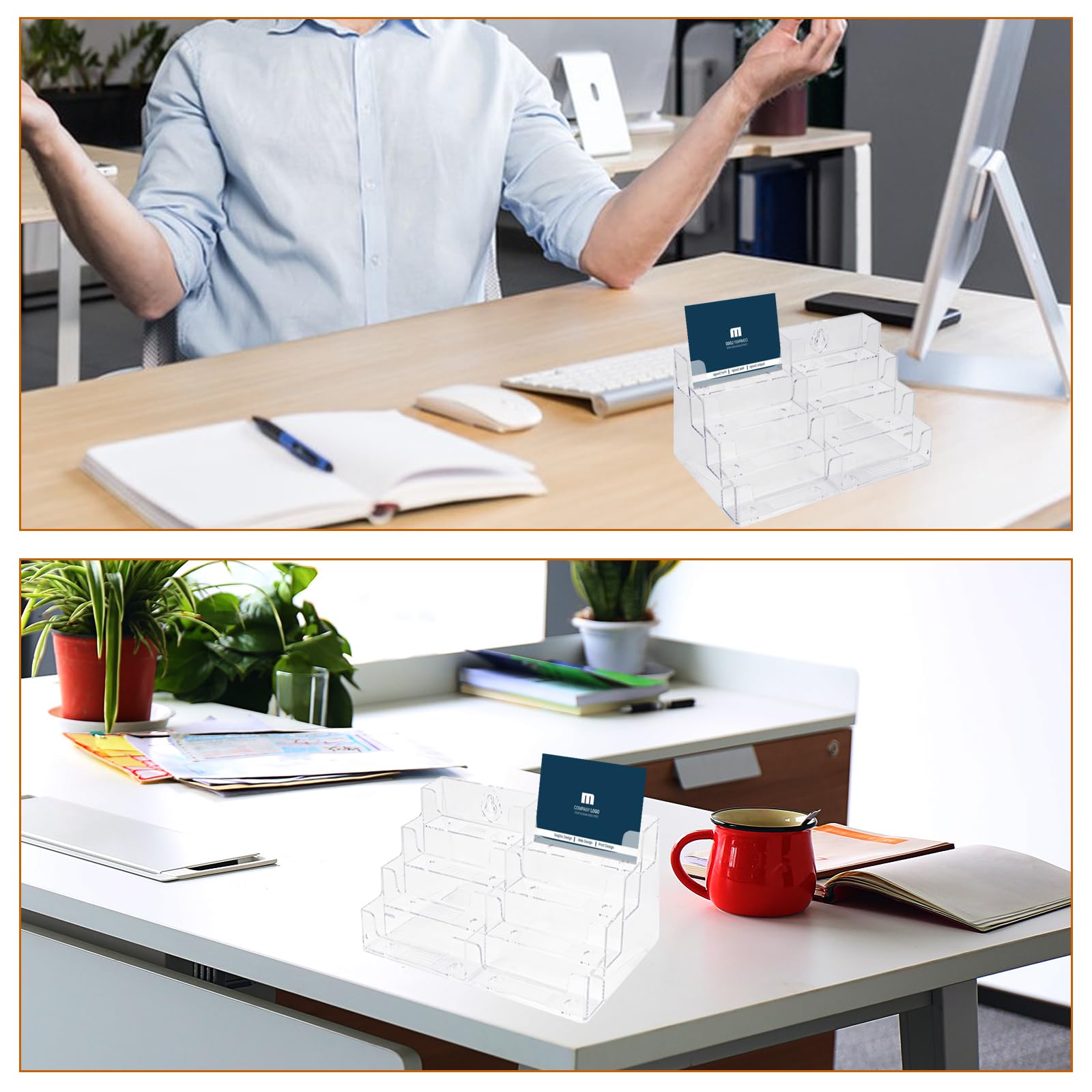 Set Di 4 Porta Biglietti Da Visita In Acrilico Trasparente – 4 Livelli, 20x10x10 Cm, Ideali Per Uffici, Conferenze E Negozi