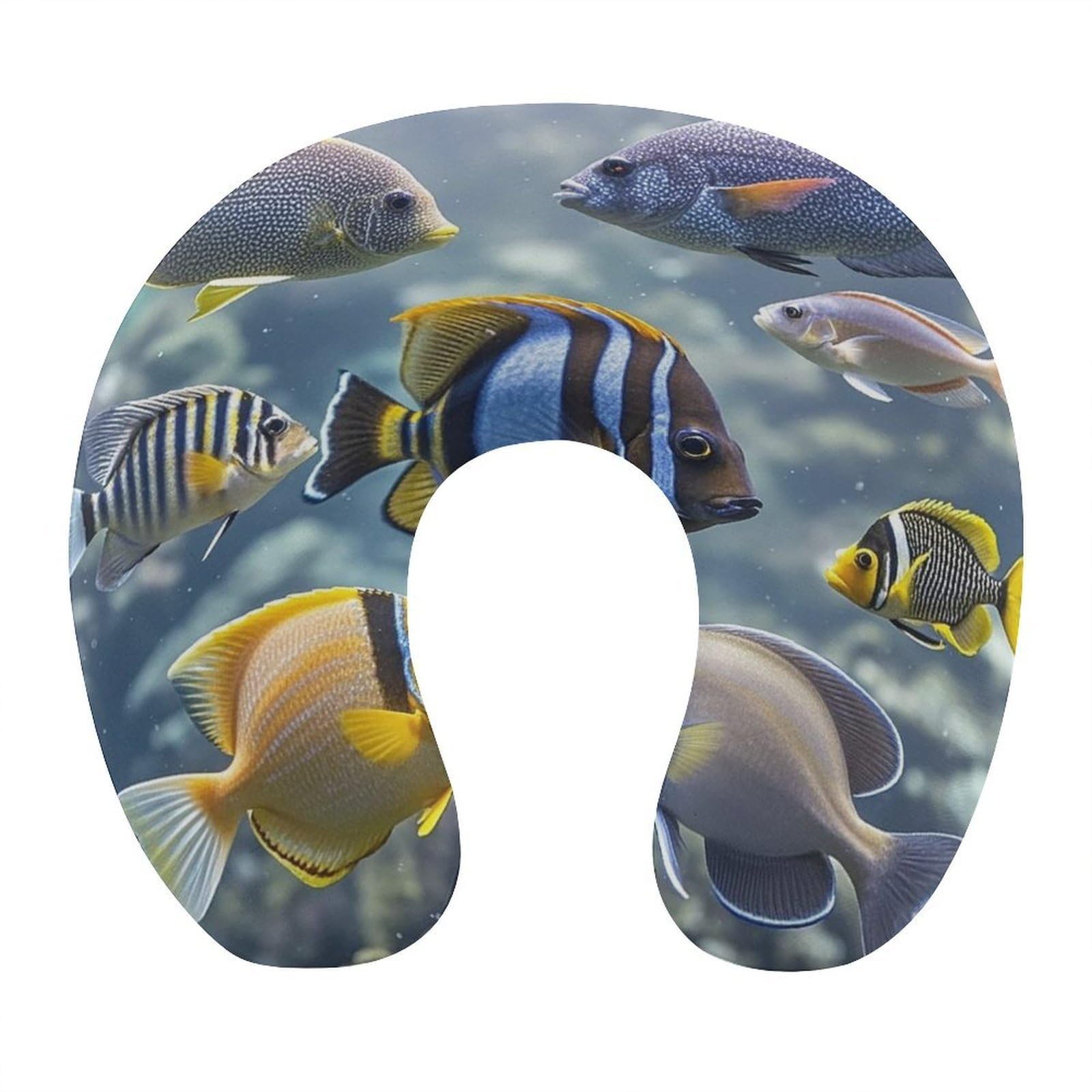 FekiLoot Different Fish Travel Pillow U Shaped Neck Pillow Comfortable Memory Foam Pillow Portable Soft Headrest Lightweight Neck and Head Support for Planes Trains Self-Driving Cars
