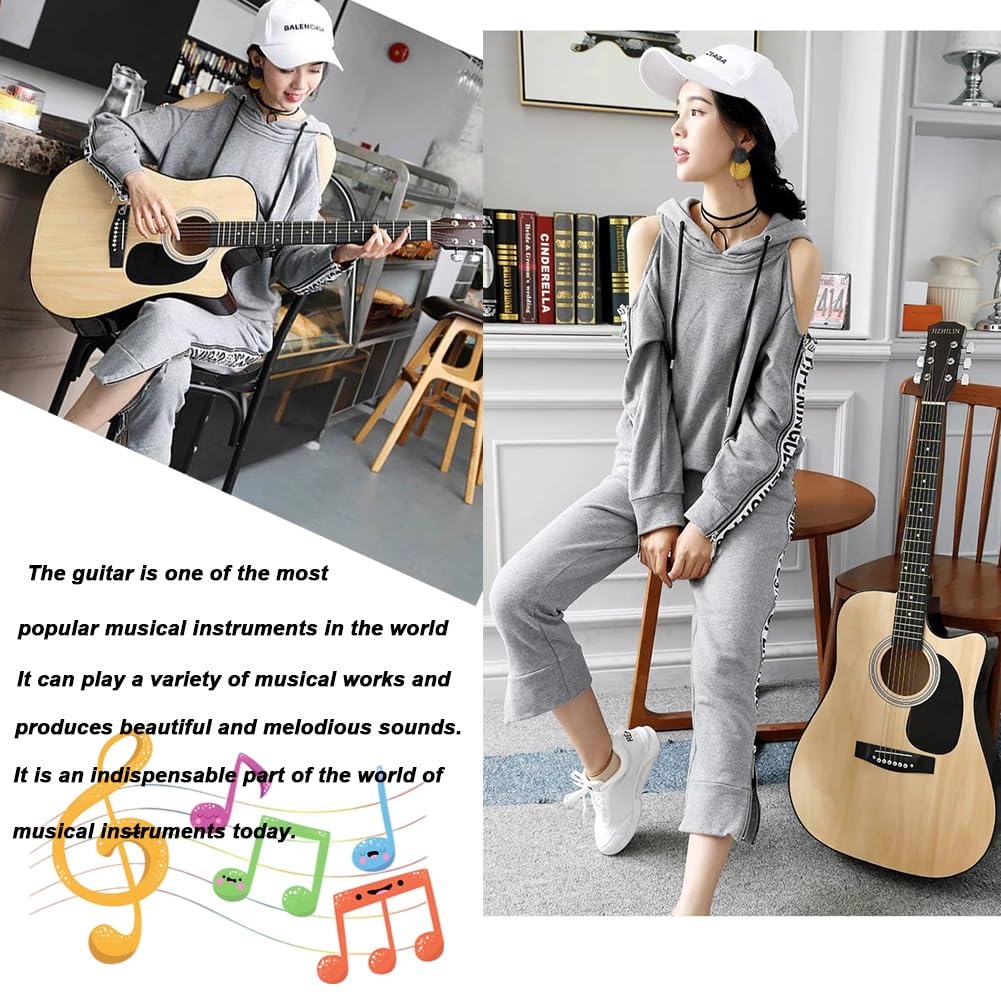 Kit chitarra acustica con design a spalla mancante, custodia e accessori tutorial per principianti per imparare la musica folk