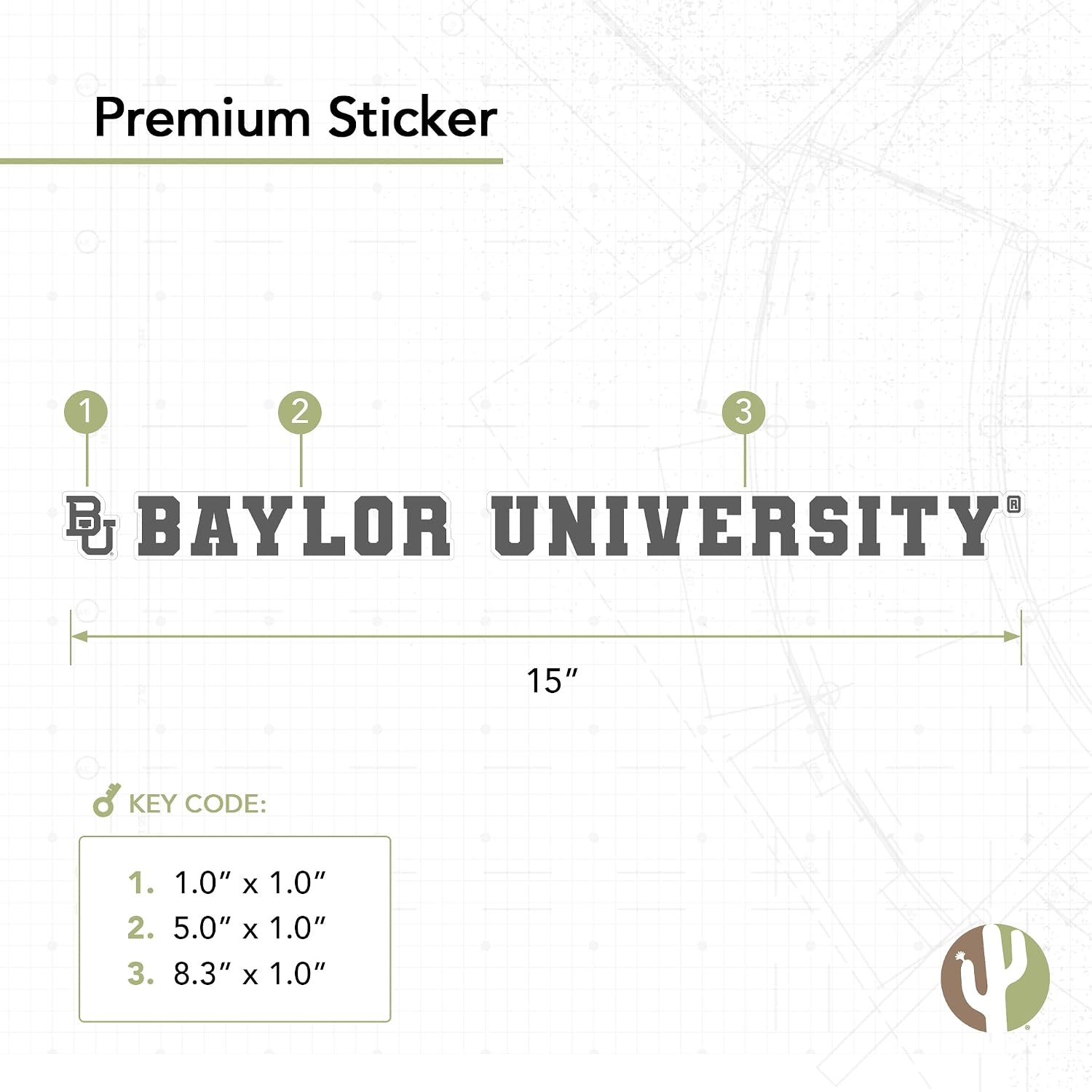 Desert Cactus Baylor University Sticker Bears Name Logo Vinyl Decal Laptop Water Bottle Car Scrapbook (15 Inch Sticker)