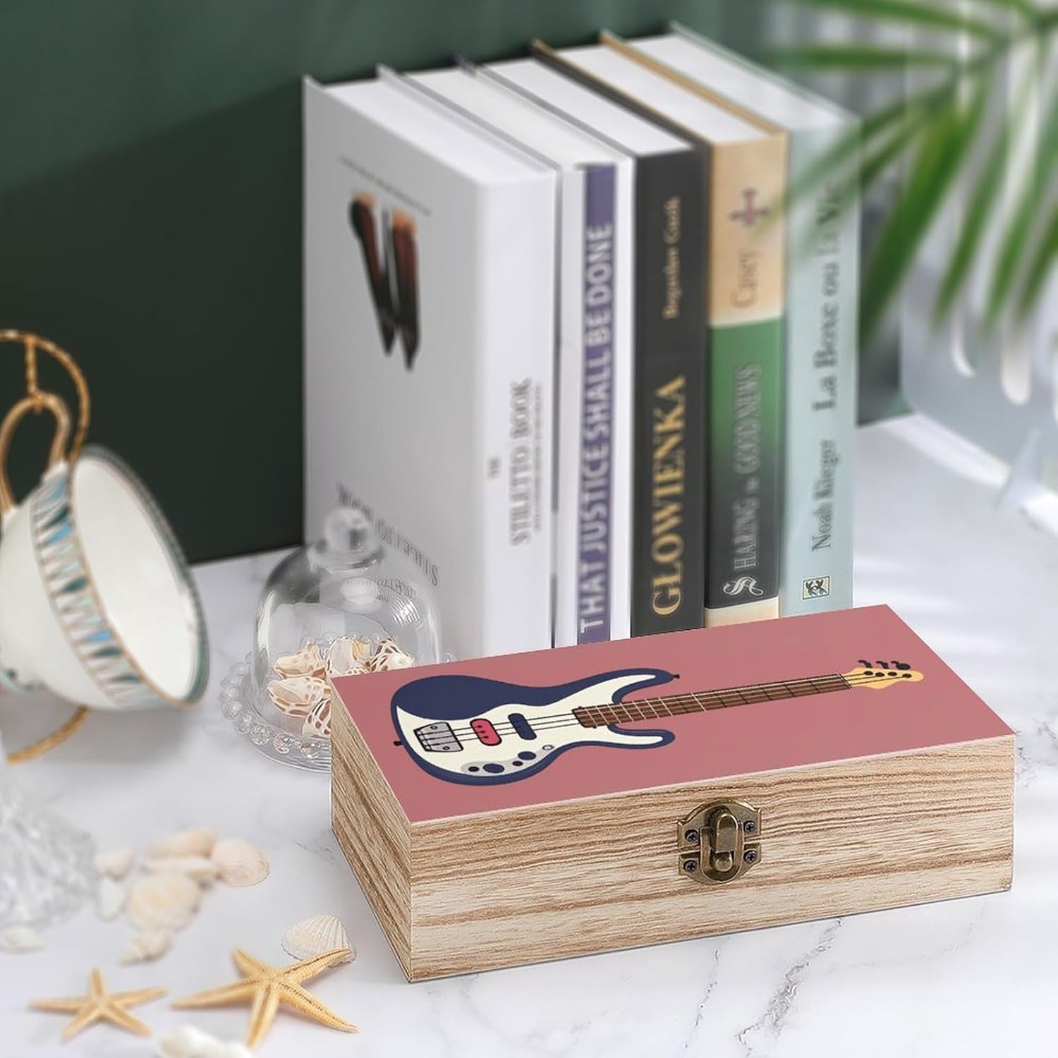Guitar Bass Music Wooden Keepsake Box with Hinged Lid Decorative Treasure Chest Handmade Jewelry Organizer Container for Storage Crafts Memory Wedding Bridal Shower Gifts image 4