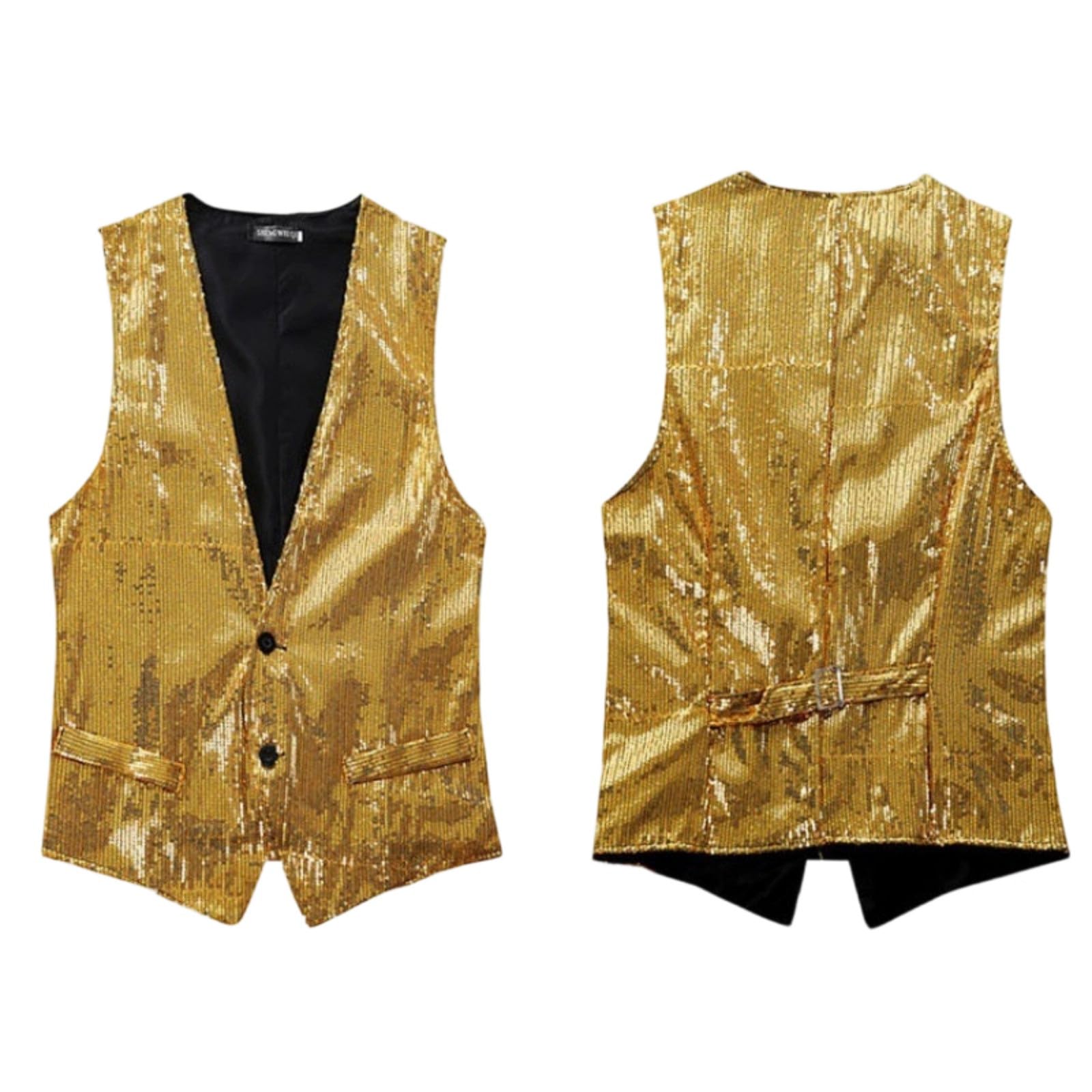Gilet Paillettes Uomo Panciotto Elegante Costumi Glitter Giacca Lucido Slim Fit Abito Spettacolo Casual Medievale Estivo Fashion Carnevale