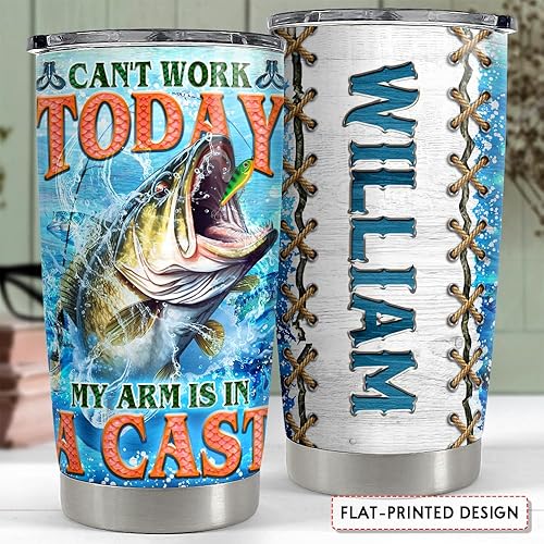 Miniatura 2 de SANDJEST Vaso de pesca personalizado de 20 onzas, 30 onzas, vasos aislados con tapa, taza de viaje para café, taza de viaje, taza no puede funcionar