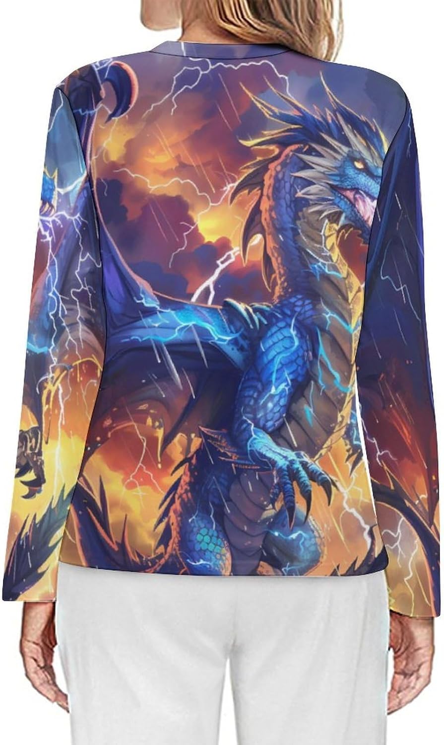 Thunder Dragon Women's Pajama Top Sleepwear Pajamas Sleep T-Shirt Long Sleeve Shirt Crewneck Tee