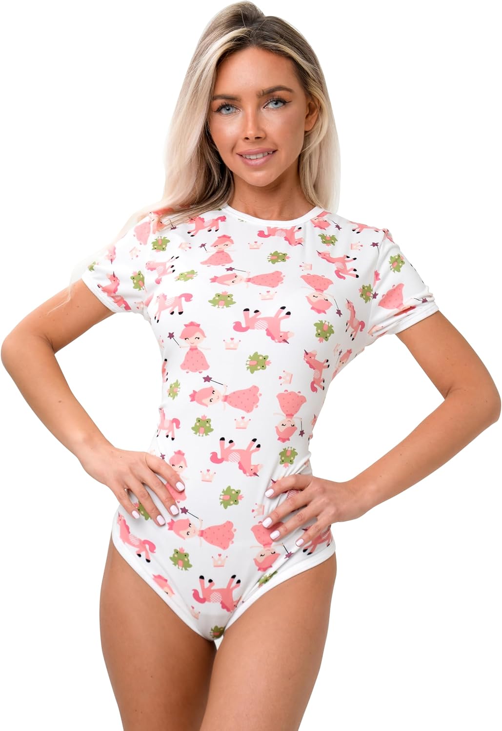 Adult Onesie Snap Crotch Cute Pajama Set Short Sleeve Bodysuit Plus Size Onesie Romper Womens Pajamas S-XL