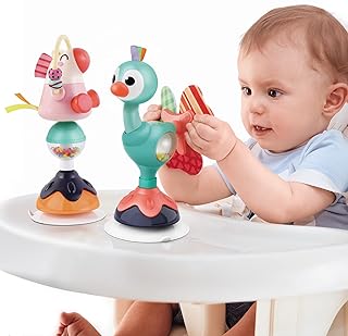 iPlay, iLearn Baby Rattles Set, Infant High Chair Toys W/Suction Cup, Grab N Spin, Interactive Development Baby Tray Toy, Newborn Gifts for 6, 9, 12, 18, 24 Months, 1 2 Year Olds, Boys Girls Kids