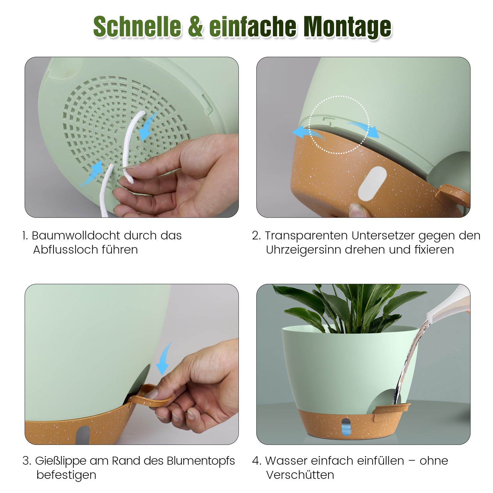 WSMKSZ 30cm Große Selbstbewässerungstopf Innen Außen, 2er Set Blumentöpfe