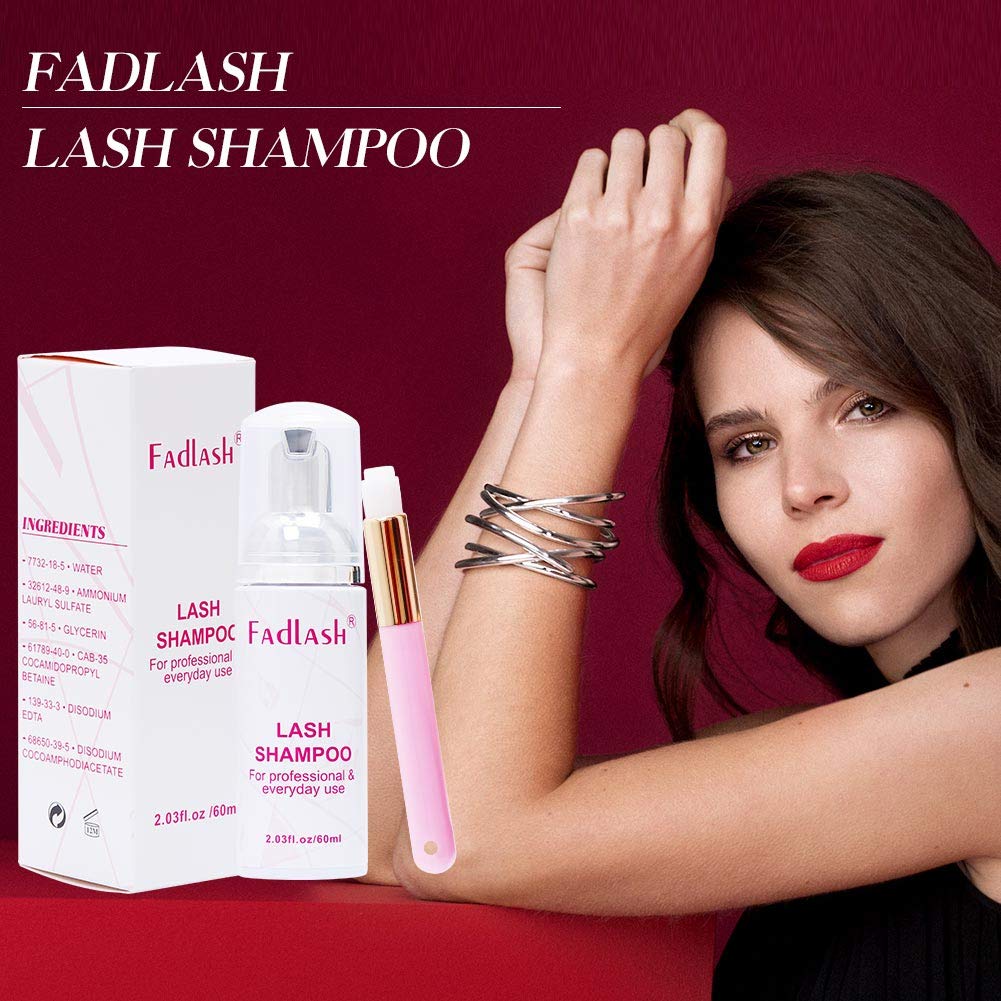 Detergente Ciglia 60ml Pulitore per Ciglia Shampoo per Ciglia Lavaggio Dai un Pennello Morbido Lash Shampoo