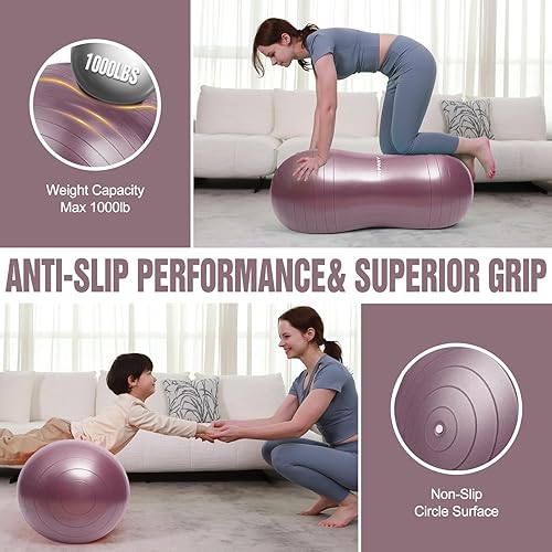 Miniatura 4 de INPANY Peanut Ball - Exercise Ball for Labor Birthing, Anti-Burst Physical Therapy for Kids, Core Strength, Flexible Seating, Home & Gym Fintness,