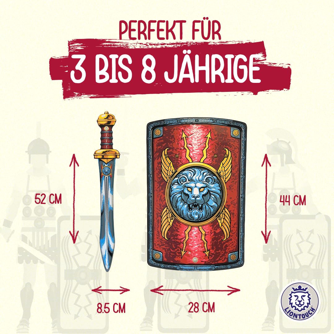 Liontouch - Römisches Legionärsschwert Gladius & Scutum Schild - Für Kinder von 3-8 Jahren | Spielzeug-Set für Jungen für Rollenspiele im antiken Rom | Sicheres Zubehör für Gladiatorenkostüme