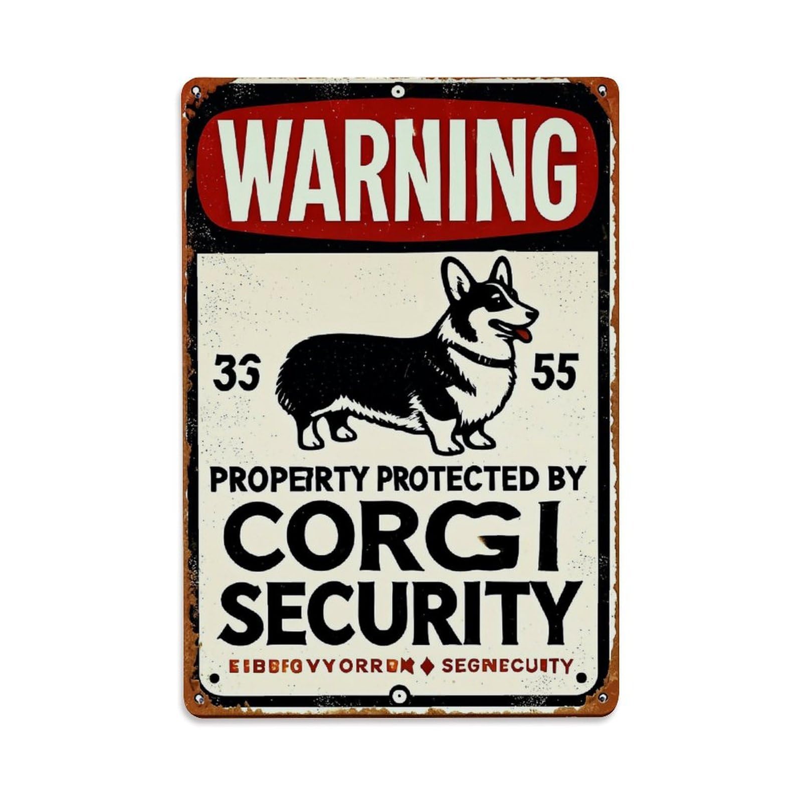Warning Corgi Security Sign Pattern Vintage Tin Sign Retro Metal Wall Decor Metal Poster, Home Bar Garage Farmhouse Cafe Wall Art Decoration 8x12Inches
