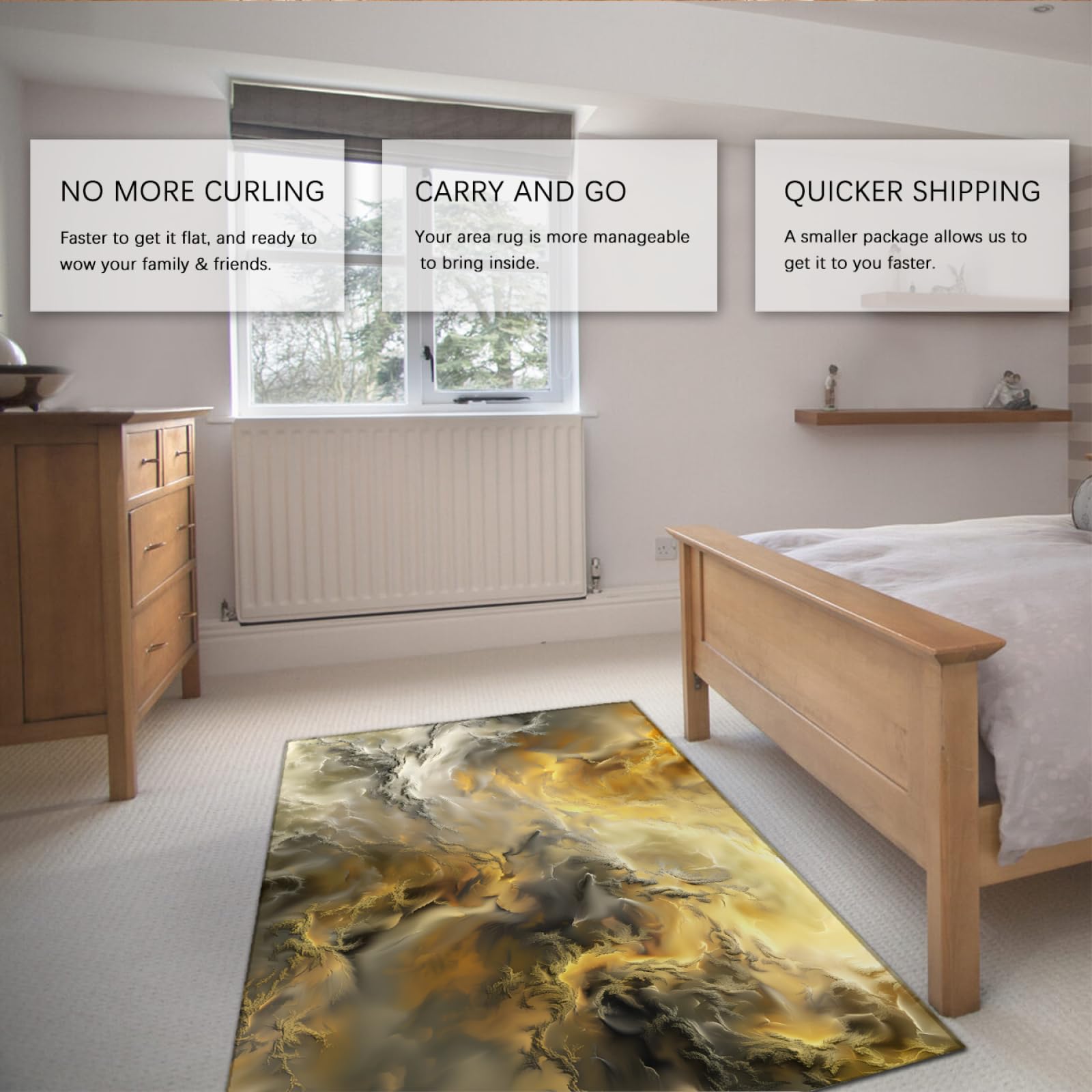 Teppich im modernen Stil 160x240cm - Abstrakte Bunte Wolkenteppiche Gelbgold Farbverlauf Dark Clouds waschbarer Rutschfester dünner Teppich mit niedrigem Flor für die Veranda