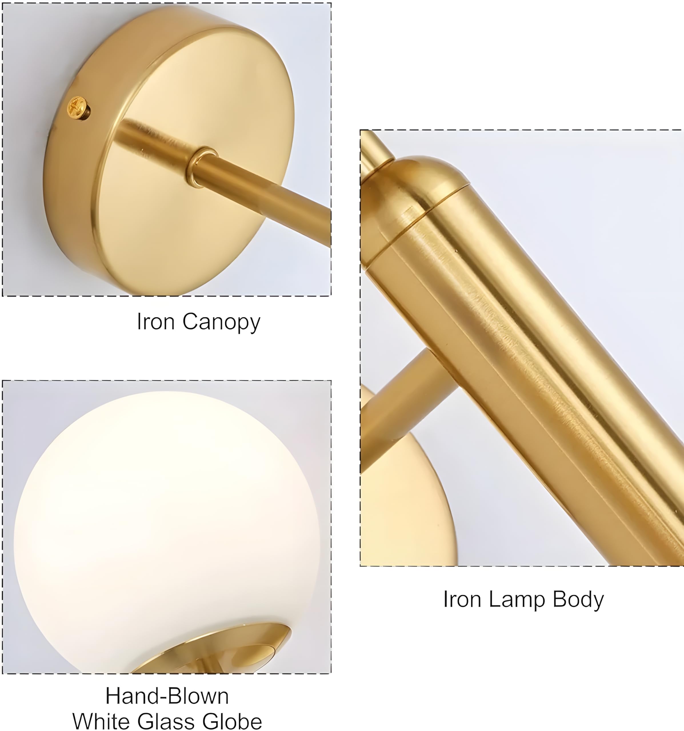 Modern Metal Wall Light - Black & Gold -5
