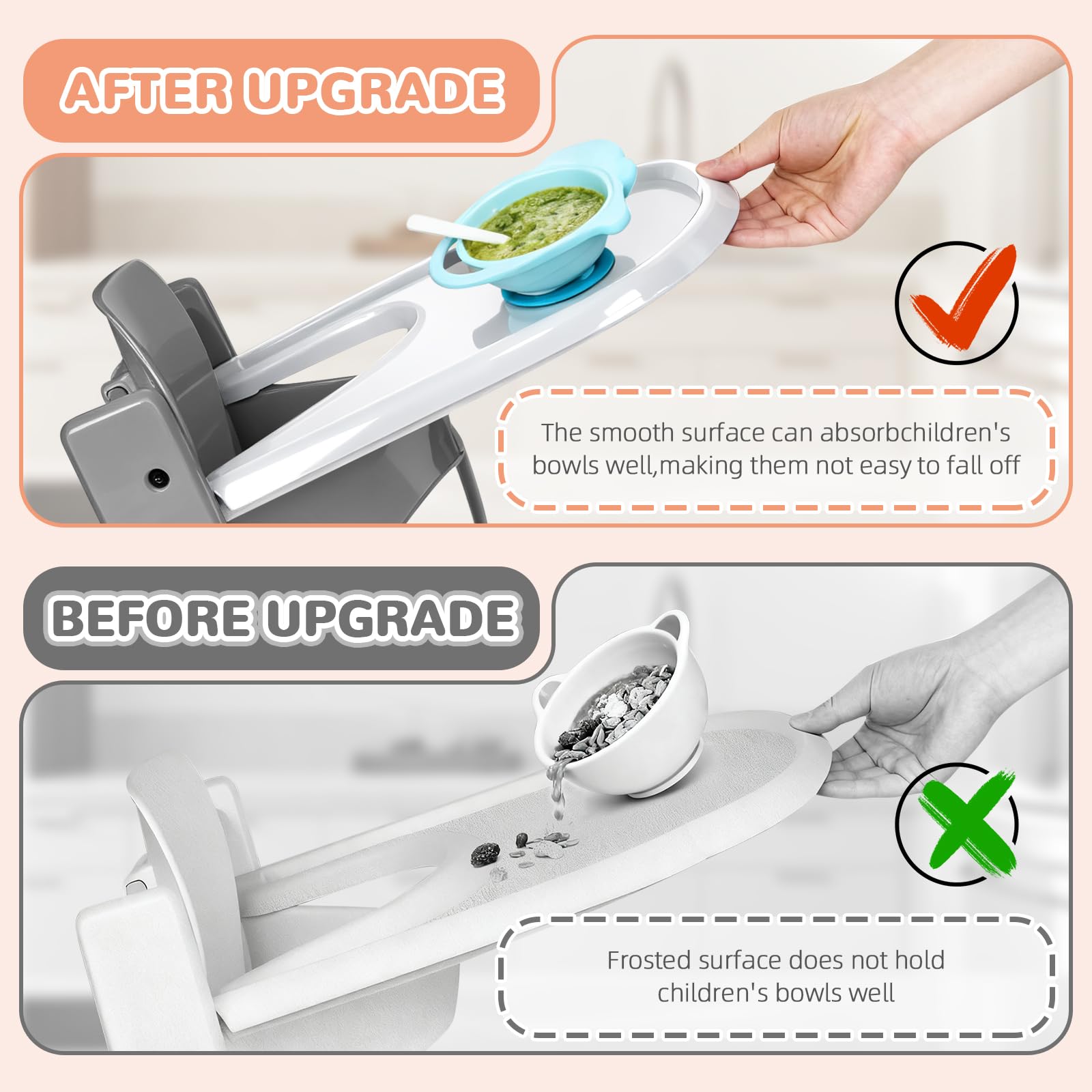 Vassoio compatibile con sedia Stokke Tripp Trapp, superficie liscia e forte assorbenza, 100% senza BPA, facile da montare, accessorio per seggiolone per bambini da 6 a 36 mesi, bianco