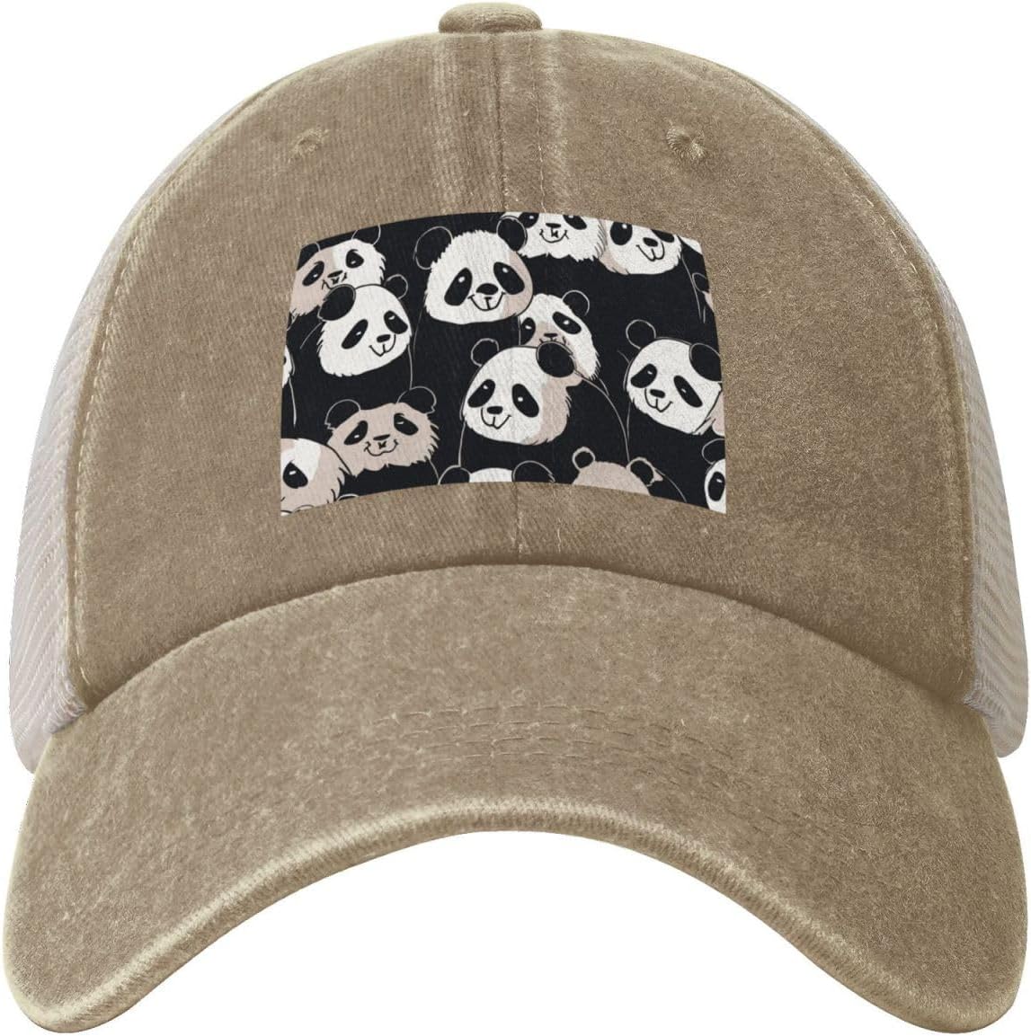 Snapback Trucker Hats Funny Panda Cowboy Baseball Caps Adjustable Blank Mesh Ball Caps for Men Women Natural