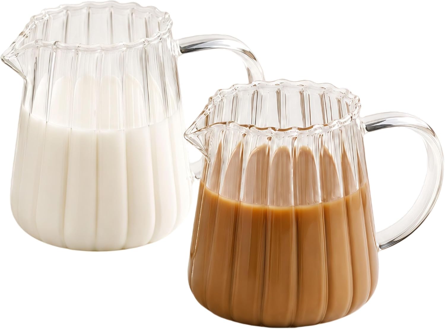 2-Pack 250ml Creamer Pitcher, Wave-Style Milk Frother Cup
