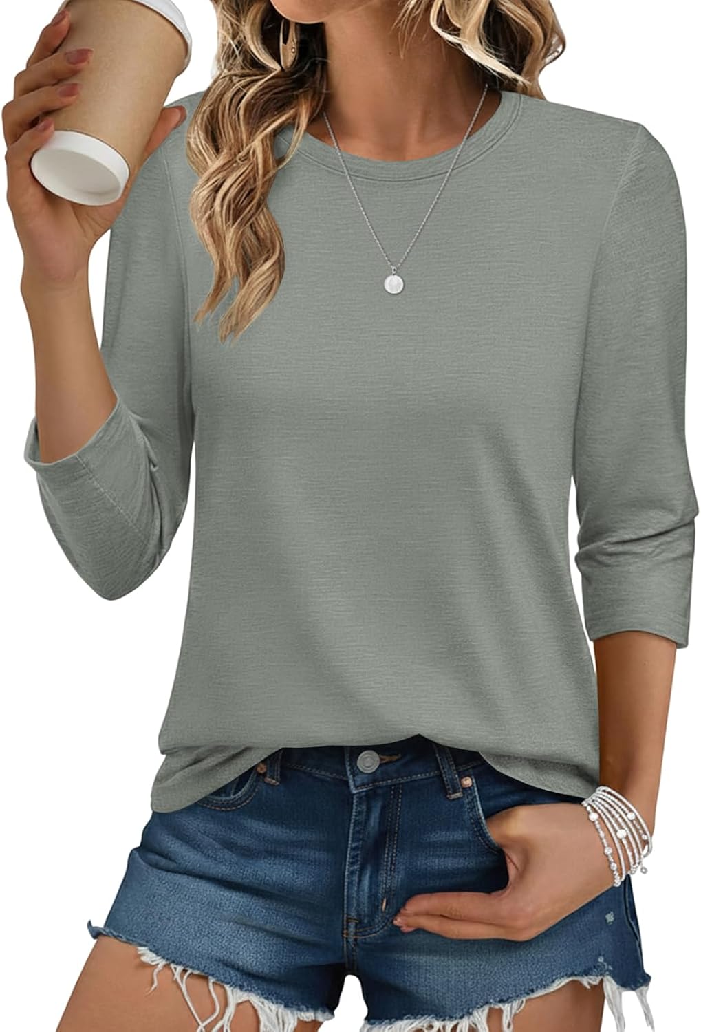 Zeagoo Dames shirt met lange mouwen Basic ronde hals lange mouwen bovenstuk casual effen longsleeve T-shirt set van 2 stuks herfst lente, zwart wit, S Zeagoo Dames shirt met lange mouwen Basic ronde hals lange mouwen bovenstuk casual effen longsleeve T-shirt set van 2 stuks herfst lente, zwart wit, S