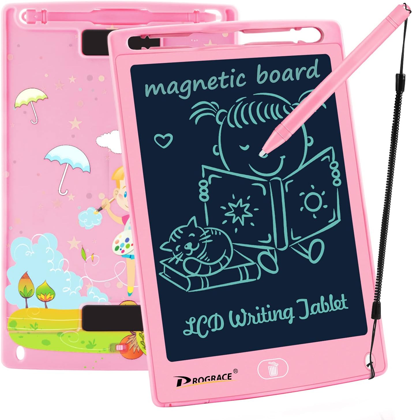 PROGRACE LCD Writing Tablet for Kids Learning Writing Board Magnetic Erase LCD Writing Pad Smart Doodle Drawing Board for Home School Office Portable Electronic Digital Handwriting Pad 8.5"