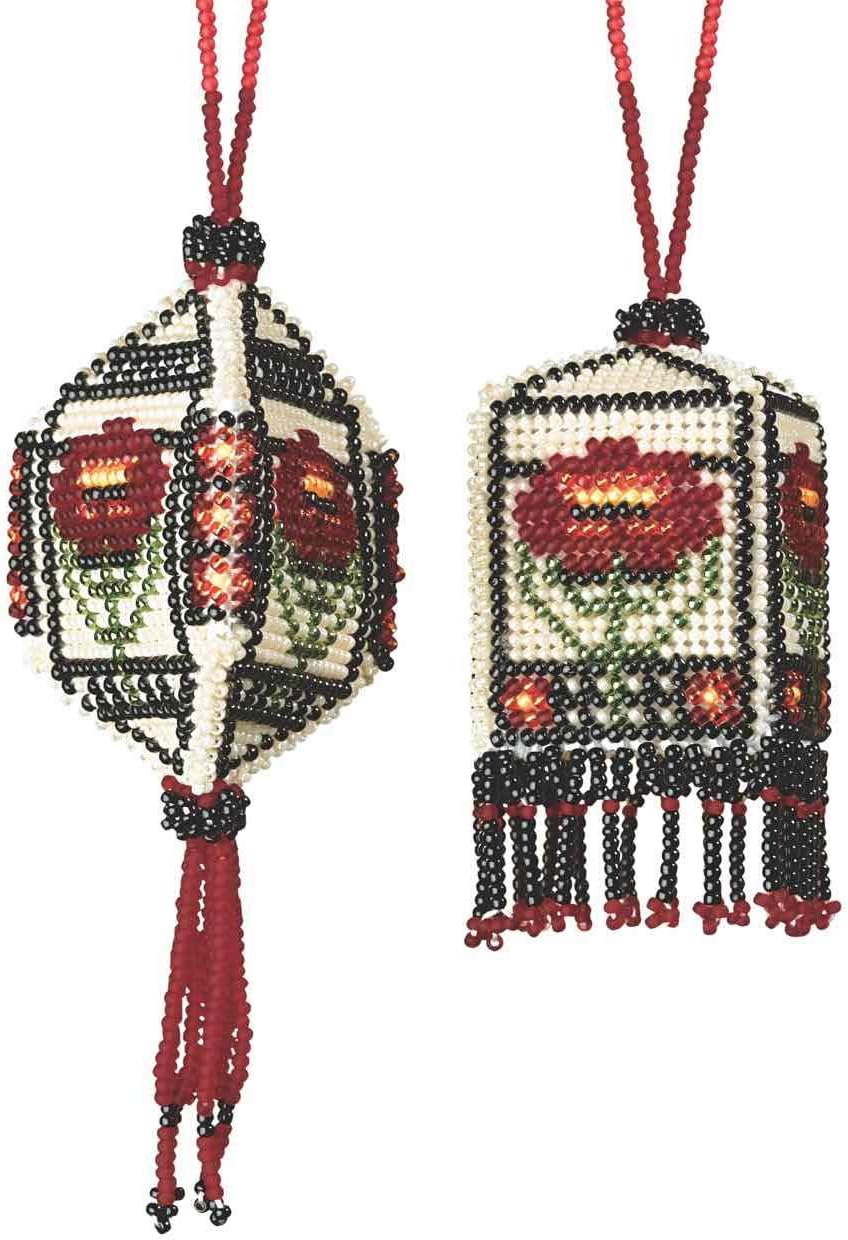 Poppy Field Beaded Tassel 2 Ornaments Cross Stitch Kit Mill Hill 2013 Autumn MH503503