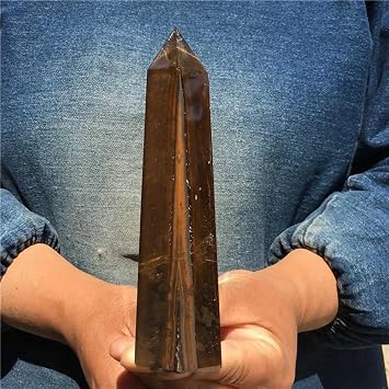 AtkitS Natural Tiger Eye Obelisk Quartz Crystal Point Meditation Wand (Size : 200-250g)