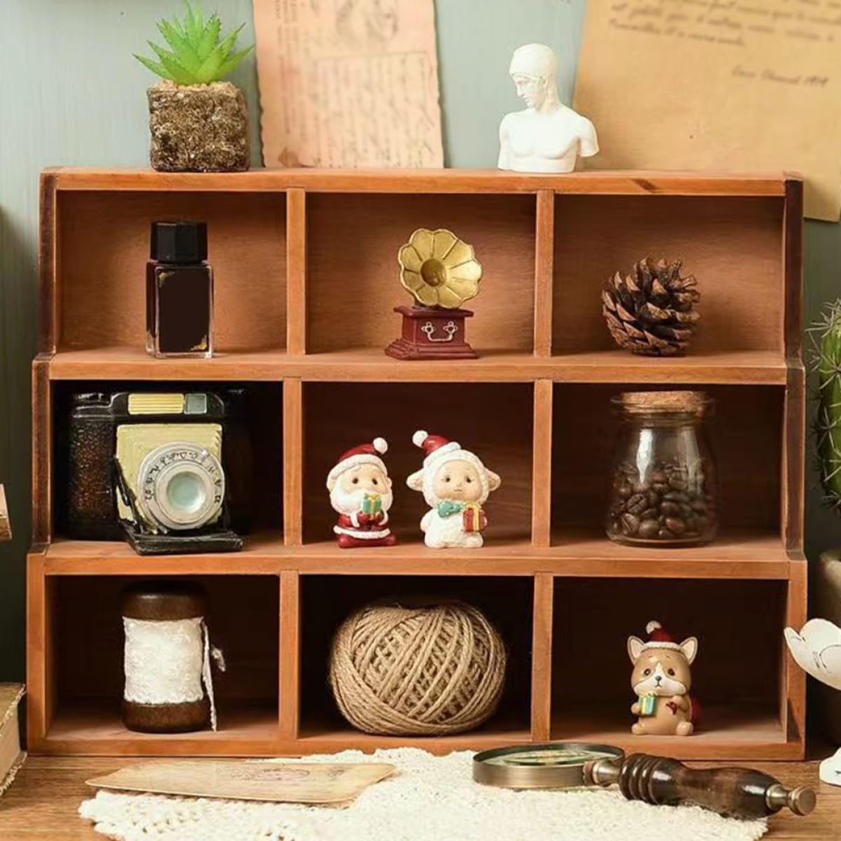 Figurine Display Rack Vintage Storage Shelf Figures Collectibles for Home Craft Shows Stable Elegant Design with Slots