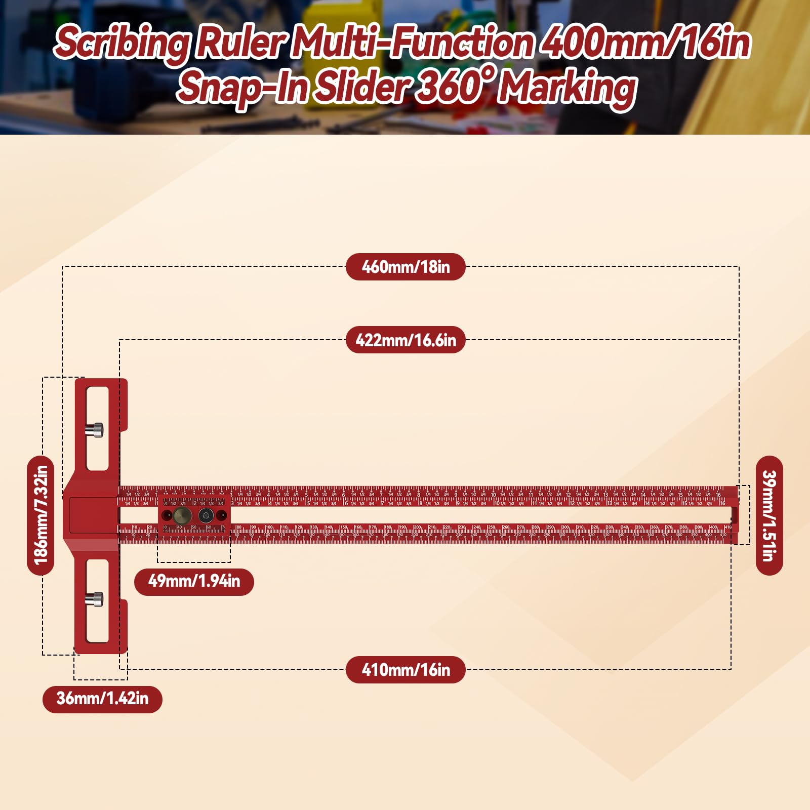 TS-16 Woodworking Scriber Ruler - Image 3
