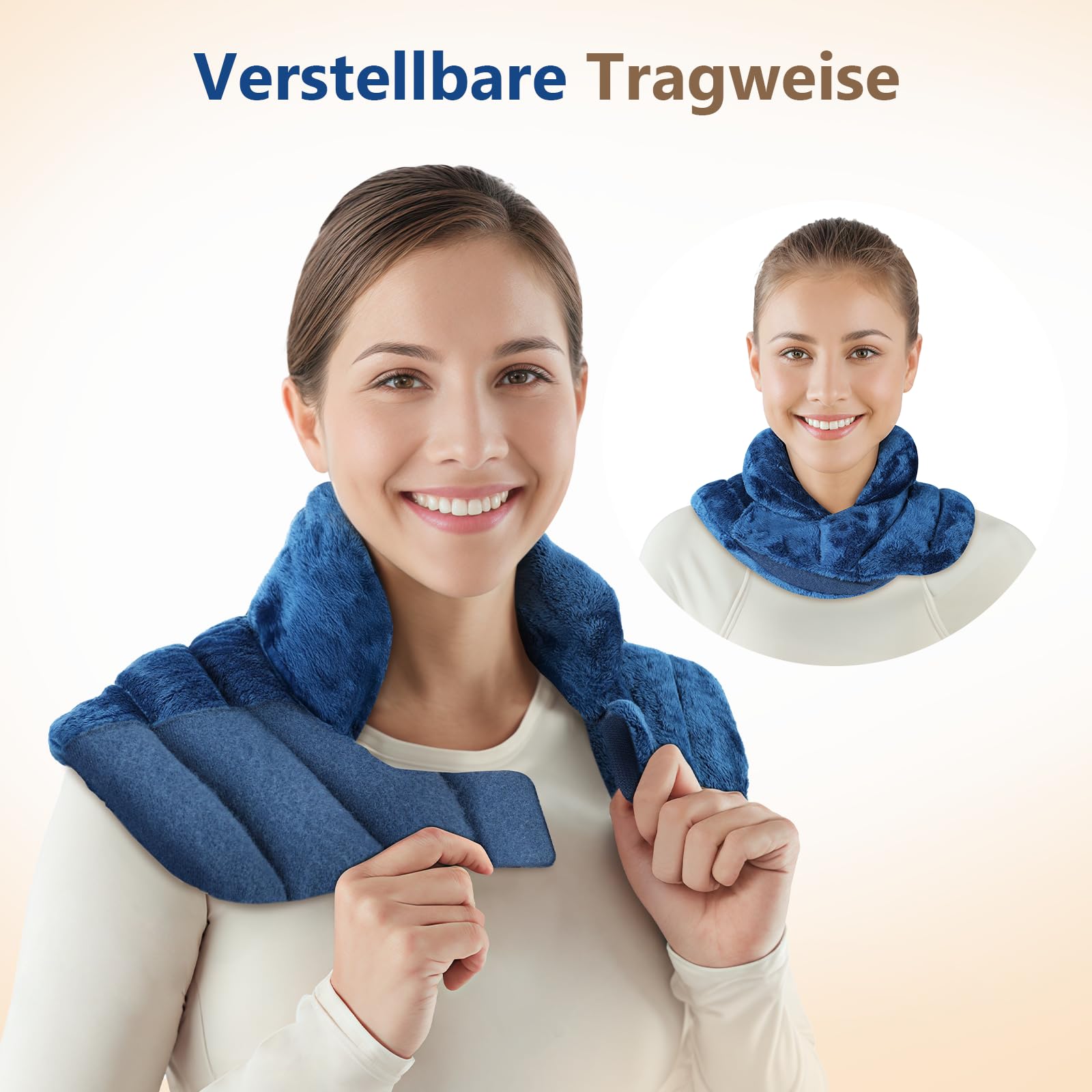 Comfytemp gewichtetes Wärmekissen Nacken Körnerkissen, 1,1kg Mikrowelle Nackenwärmer Halswärmer mit Ultraweiche Oberfläche, Natürliche Leinsamen Feuchte Wärme
