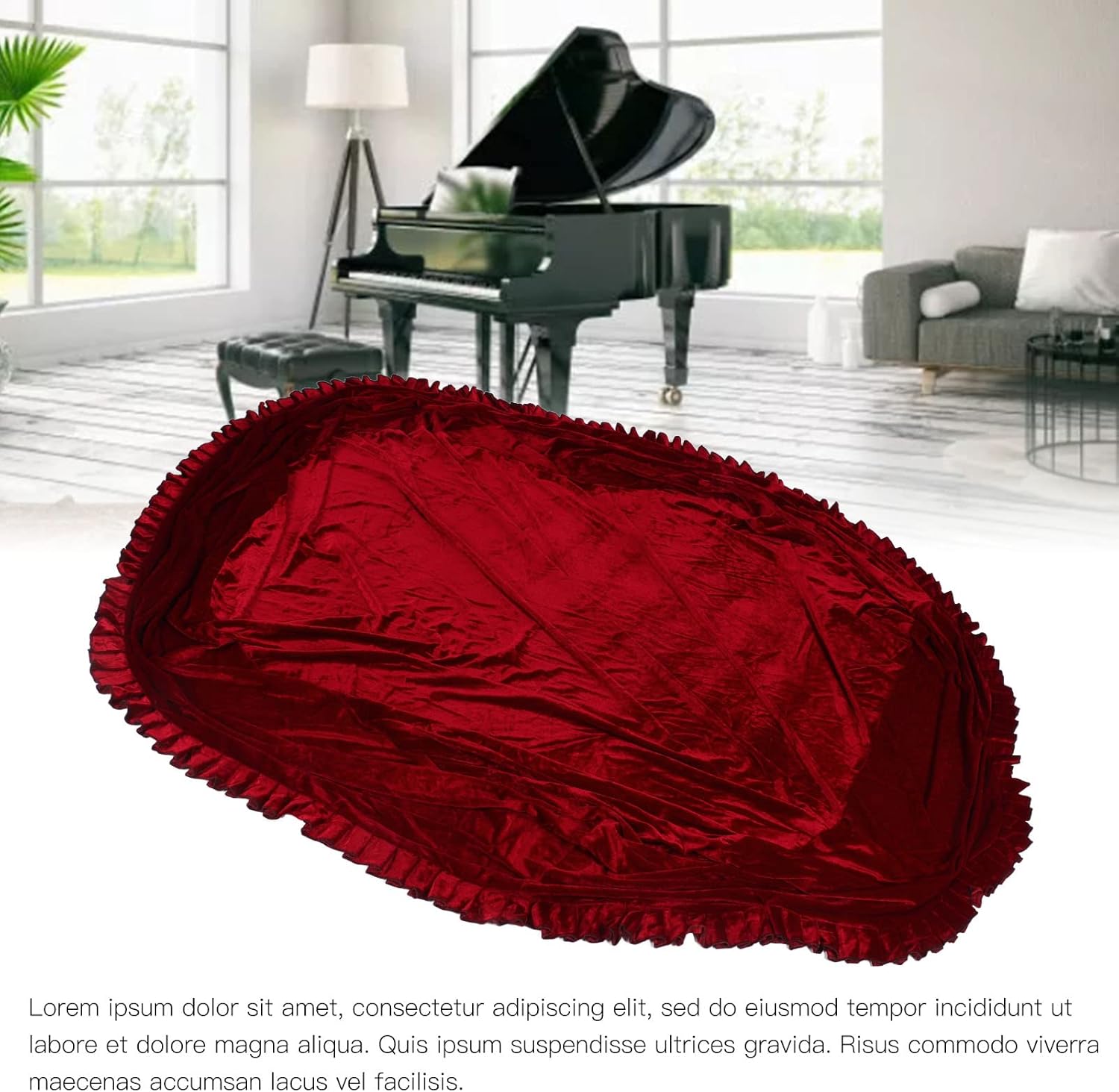 Buy Grand Piano Cover with Double Stool Cover Breathable Red Gold