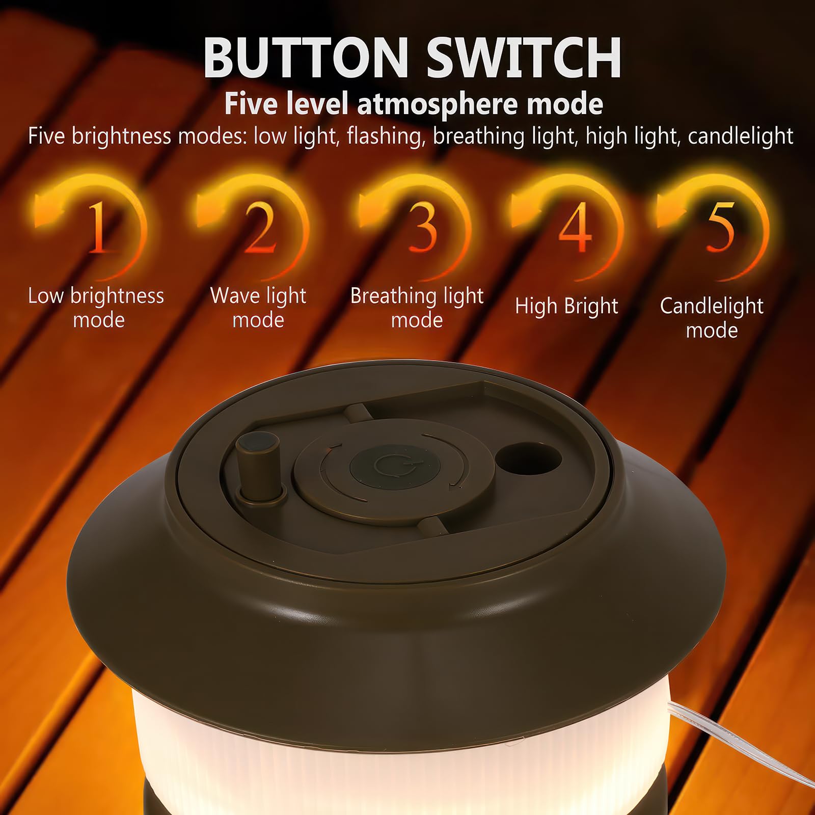 COZHYESS 20 M 2 in 1 Camping Lights, Portable Camping String Lights, Outdoor String Lights with 8 Lighting Modes, Light String Quick Collection, for Camping, Night Fishing, Garden Decoration - Image 4