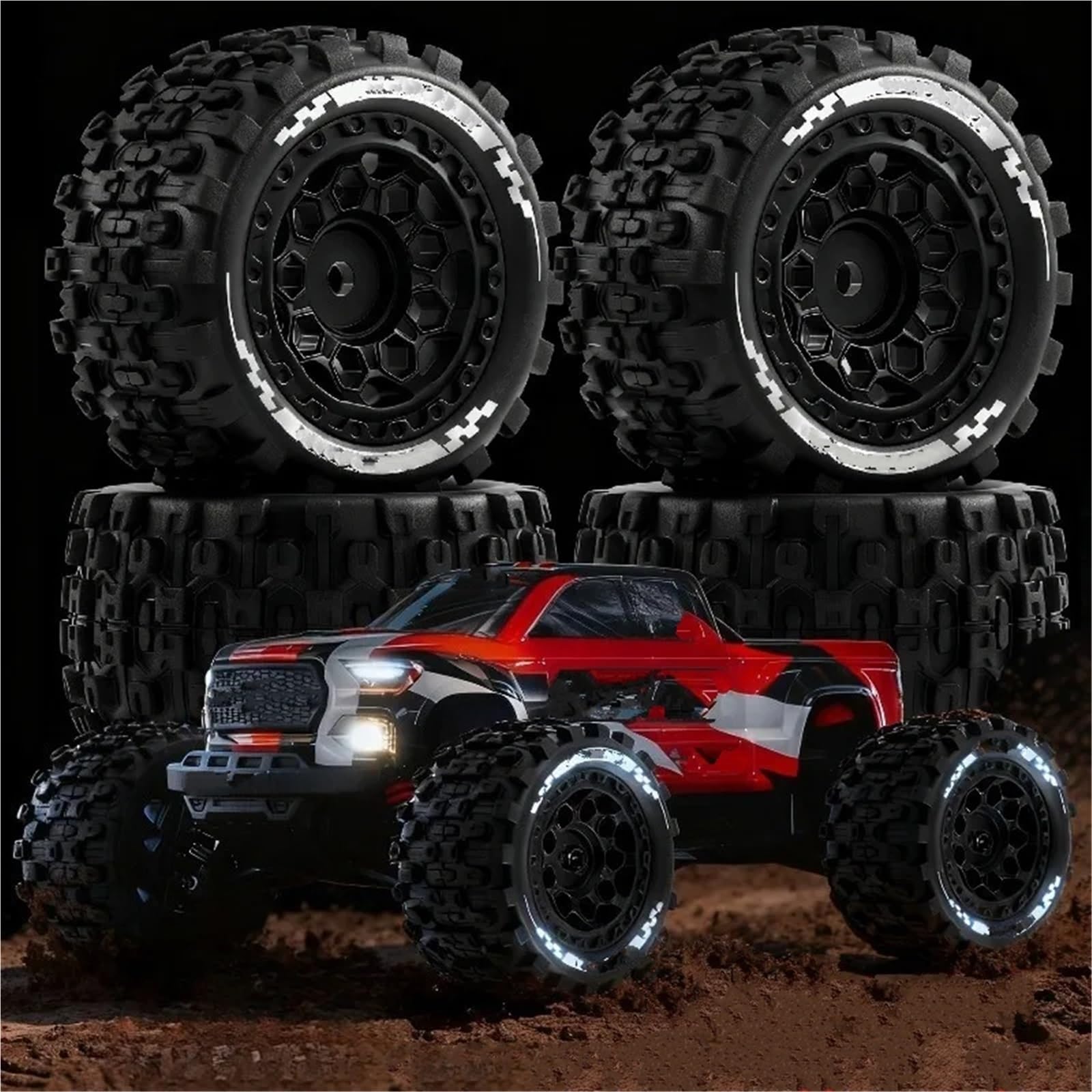 Per Arrma Per Granite Per Grom 1/18 RC Auto Per 4X4 RTR Off-Road 4 Pz Ruote Pneumatici Set Di Sostituzione Aggiornamento Riparazione Modificare Parti Parti Ricambio Rc