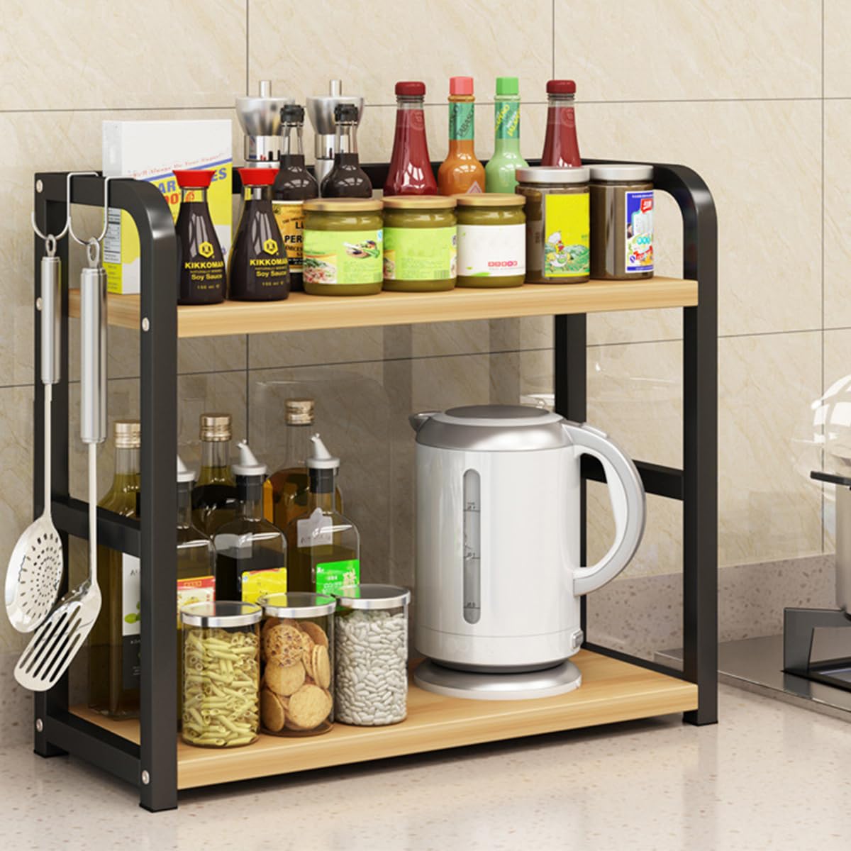 2 Tier Spice Rack for Kitchen Counter,Free Standing Counter Organizer Shelf