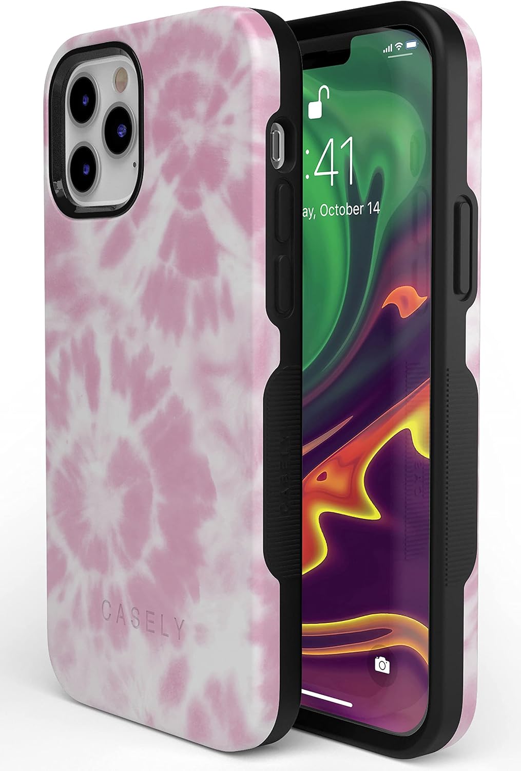Casely iPhone 11 Pro Case | Down for Whatever | Light Pink Tie Dye | Bold Protective Design