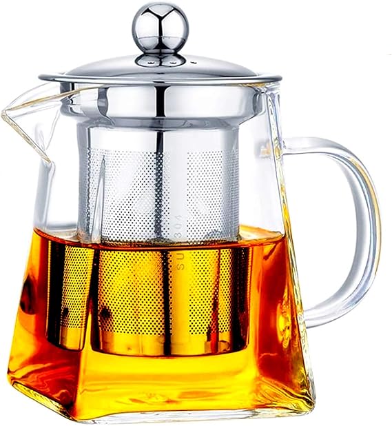 with Infuser Clear Glass Teapot,Tea Pot with Tea Strainers