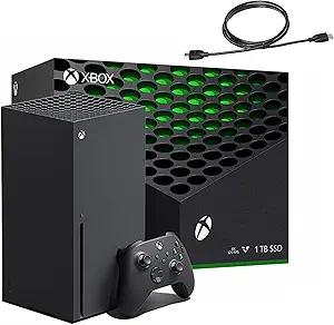 Consola de juegos Microsoft Xbox Series X 1 TB + 1 controlador inalámbrico - Compatible con miles de juegos, rendimiento optimizado, juegos True 4K, hasta 120 FPS - Cable HDMI