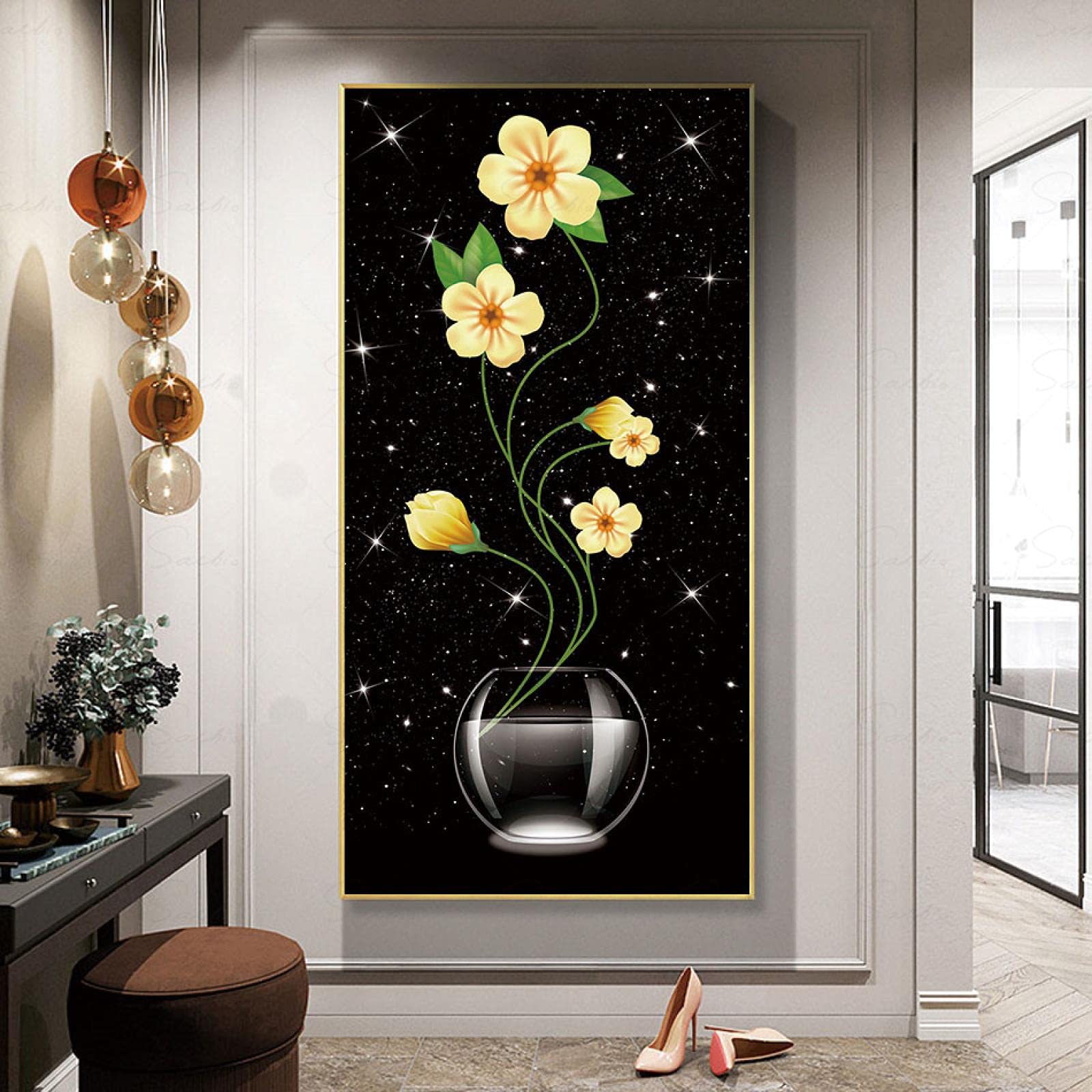 Art moderne toile peinture fleurs colorées tableau mural salon élégant 70x140cm