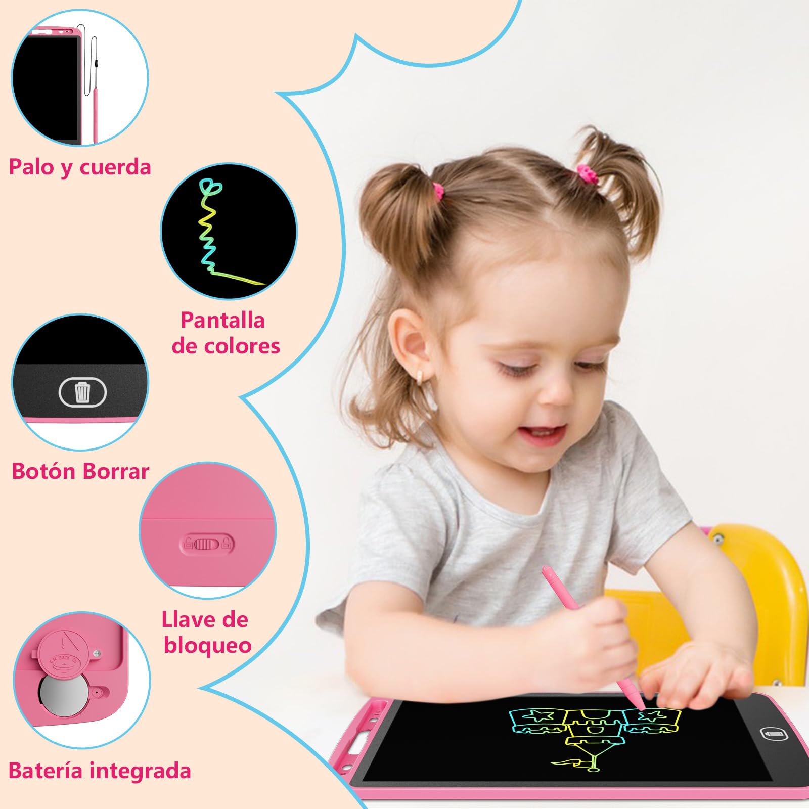3 Packs Pizarra de Escritura LCD de 10 Pulgadas, Electight Colorida Pizarra Tableta Electrónica Gráfica Pizarra Infantil, Juguete Educativo, Adecuado para Niños de 3-10 Años Cumpleaños