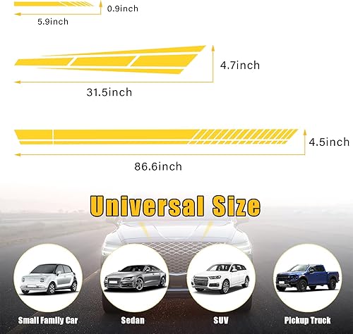 Miniatura 8 de Augeny 6 calcomanías de vinilo a rayas, impermeables, para el lado del automóvil, para espejo retrovisor, con escobilla de borde, accesorios